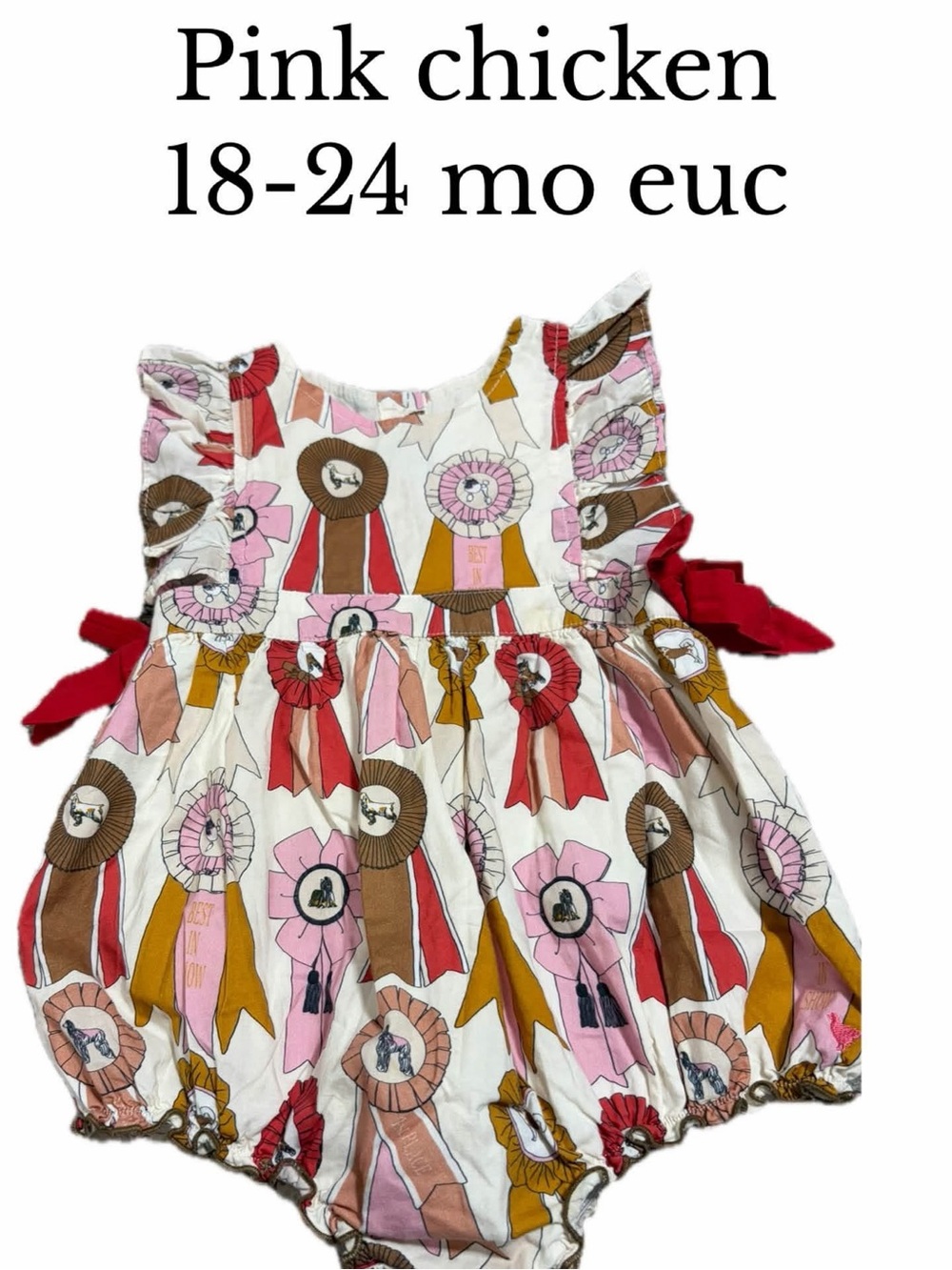 Pink chicken 18-24 month best in show romper
